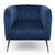 Fauteuil en velours bleu avec pieds en métal doré