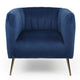 Fauteuil en velours bleu avec pieds en métal doré
