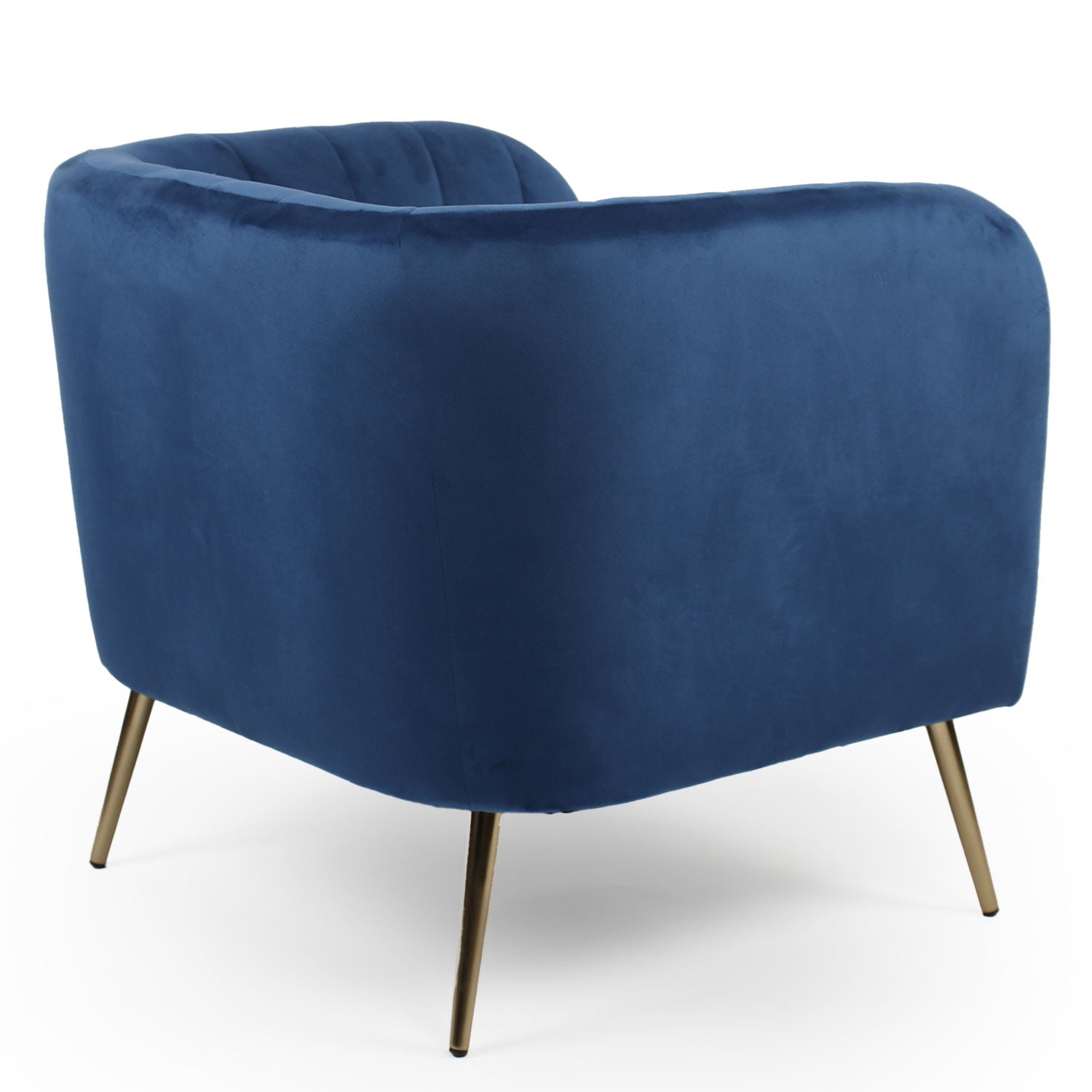 Fauteuil moderne Bombaro pieds métal doré et Velours Bleu