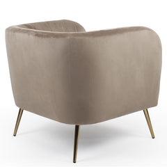 Fauteuil Benife moderne pieds métal doré et velours taupe