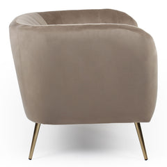 Fauteuil Benife moderne pieds métal doré et velours taupe