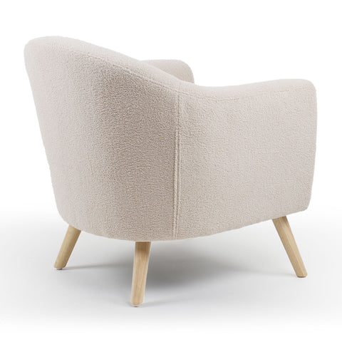 Fauteuil Aliph scandinave tissu bouclette lainée crème