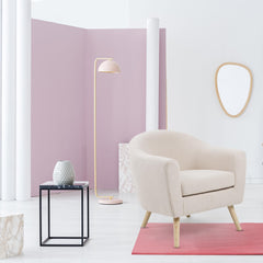 Fauteuil Aliph scandinave tissu bouclette lainée crème