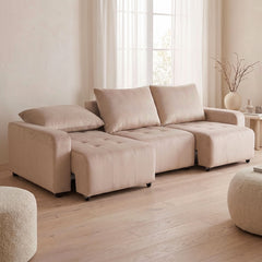 Canapé 3 places convertible et modulable Castelo Velours Taupe