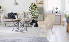 Fauteuil dossier haut Alix scandinave beige