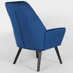 Fauteuil dossier haut Alix velours bleu
