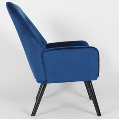 Fauteuil dossier haut Alix velours bleu