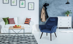 Fauteuil dossier haut Alix velours bleu