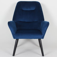 Fauteuil dossier haut Alix velours bleu