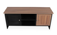 Meuble TV Carlisi contemporain bois et noir 2 portes L120cm