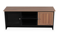 Meuble TV Carlisi contemporain bois et noir 2 portes L120cm