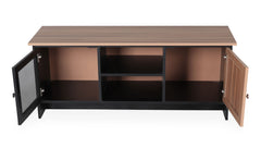 Meuble TV Carlisi contemporain bois et noir 2 portes L120cm