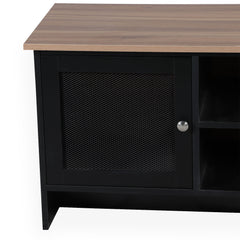 Meuble TV Carlisi contemporain bois et noir 2 portes L120cm