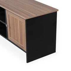 Meuble TV Carlisi contemporain bois et noir 2 portes L120cm