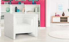 Fauteuil cubique Calian tissu bouclette crème