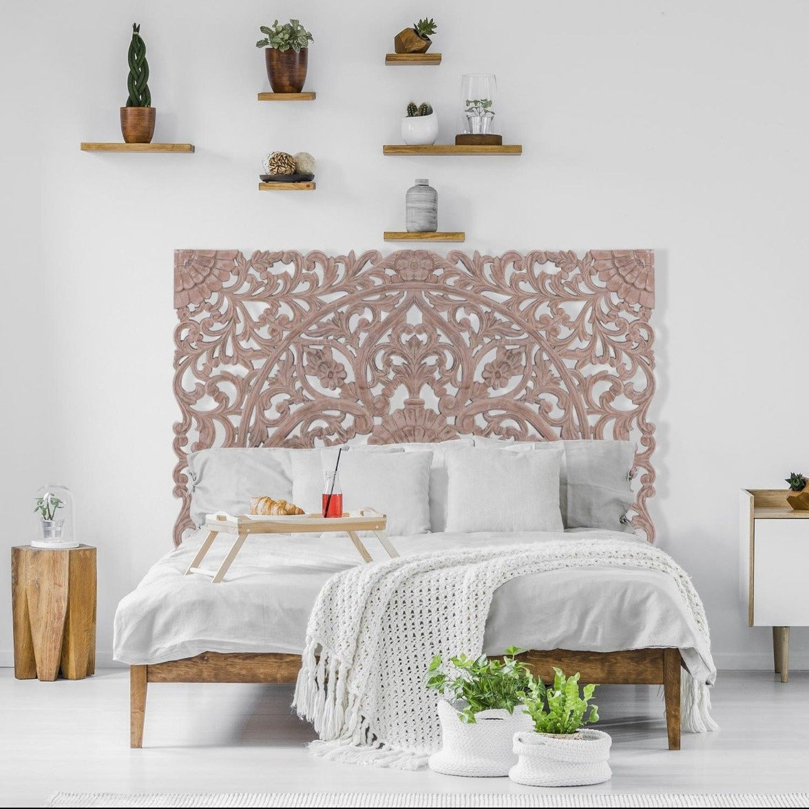Tête de lit en bois sculpté Serena 160cm Bois Marron