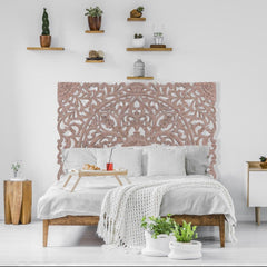Tête de lit en bois sculpté Serena 160cm Bois Marron