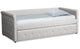 Lit gigogne Anitte en tissu beige grisé