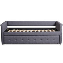 Lit gigogne simple tissu gris foncé 90 x 190 cm