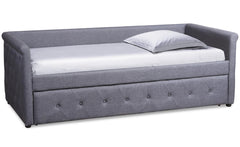 Lit gigogne simple tissu gris foncé 90 x 190 cm