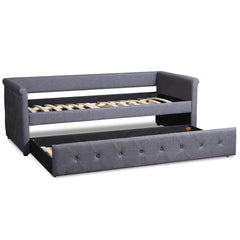 Lit gigogne simple tissu gris foncé 90 x 190 cm