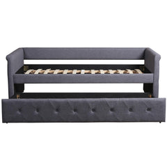 Lit gigogne simple tissu gris foncé 90 x 190 cm