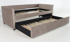 Lit gigogne Anitte velours taupe