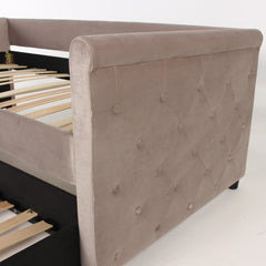 Lit gigogne Anitte velours taupe