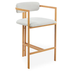 Lot de 2 chaises de bar métal Cogedla effet bois clair et tissu beige