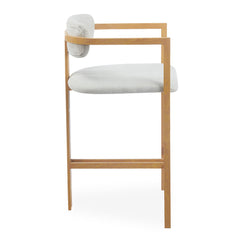 Lot de 2 chaises de bar métal Cogedla effet bois clair et tissu beige