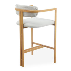 Lot de 2 chaises de bar métal Cogedla effet bois clair et tissu beige