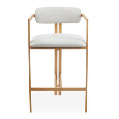 Lot de 2 chaises de bar métal Cogedla effet bois clair et tissu beige