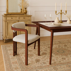 Lot de 2 chaises Cogedla métal effet bois foncé et tissu beige