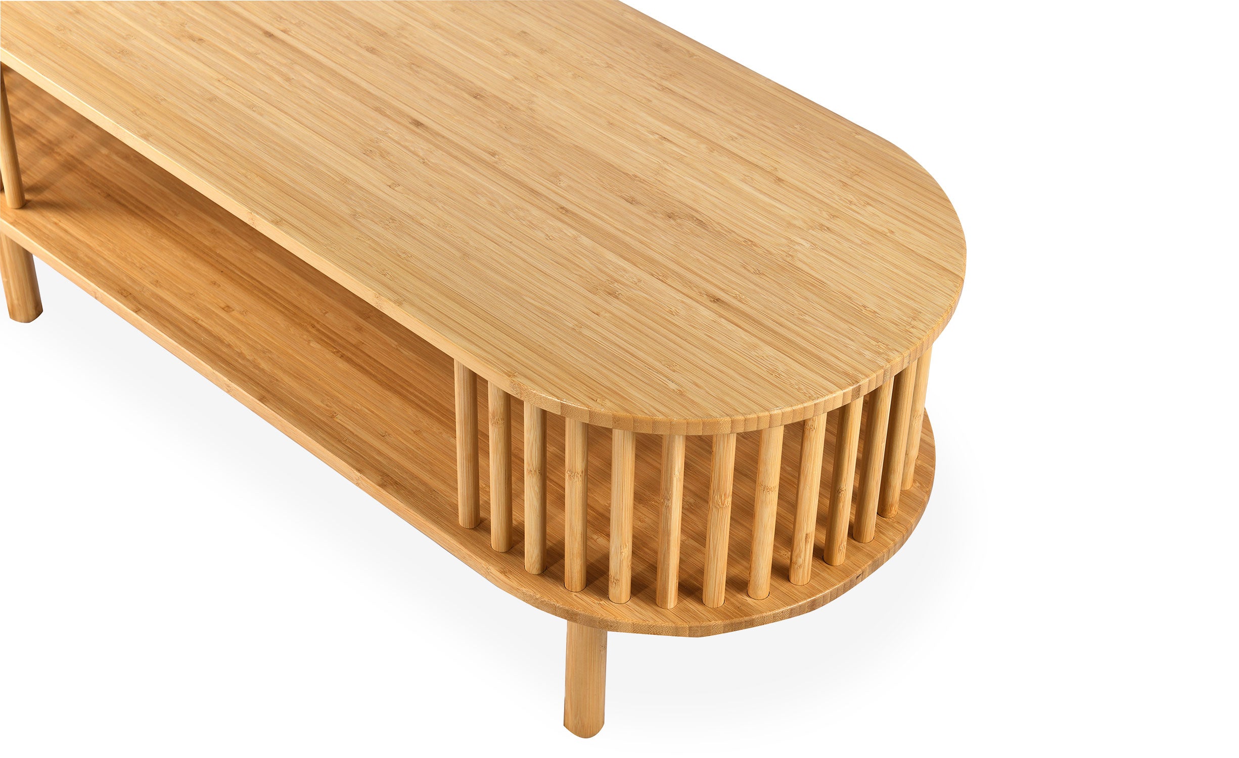 Table basse moderne à barreaux Gariong L100cm Bambou