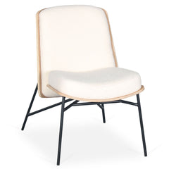 Fauteuil moderne Gauguin Bois clair et Tissu bouclette Crème