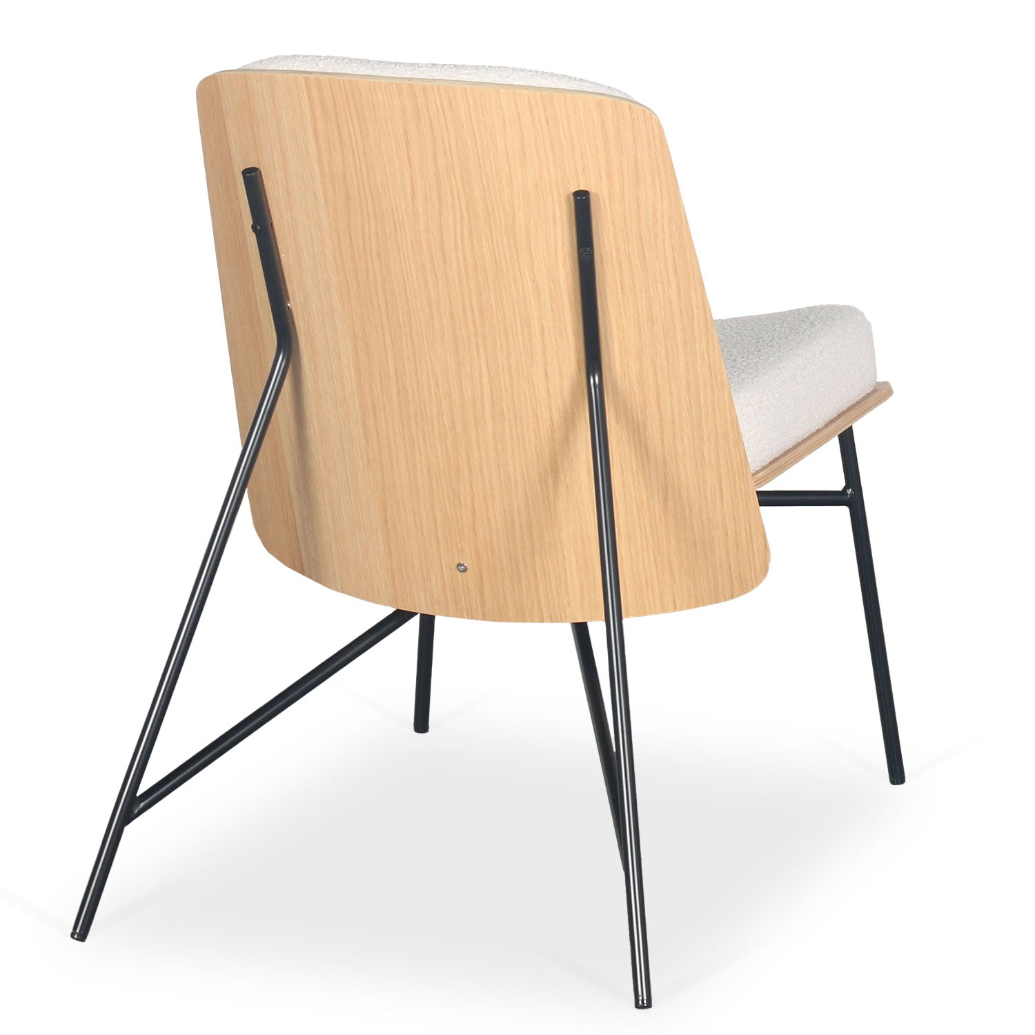 Fauteuil moderne Gauguin Bois clair et Tissu bouclette Crème