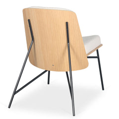 Fauteuil moderne Gauguin Bois clair et Tissu bouclette Crème