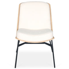 Fauteuil moderne Gauguin Bois clair et Tissu bouclette Crème