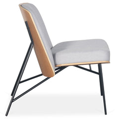 Fauteuil Brenyo en bois et tissu gris clair
