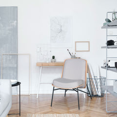 Fauteuil Brenyo en bois et tissu gris clair