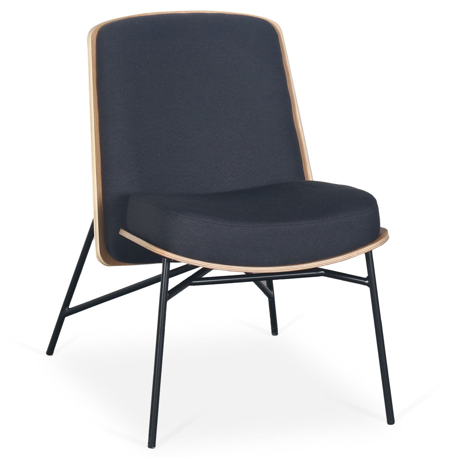 Fauteuil moderne Gauguin Bois clair et Tissu noir