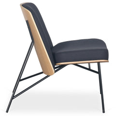 Fauteuil Brenyo bois clair et tissu noir