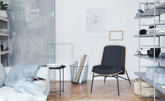 Fauteuil moderne Gauguin Bois clair et Tissu noir