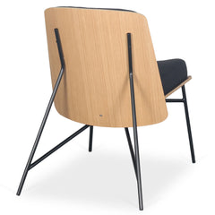 Fauteuil moderne Gauguin Bois clair et Tissu noir
