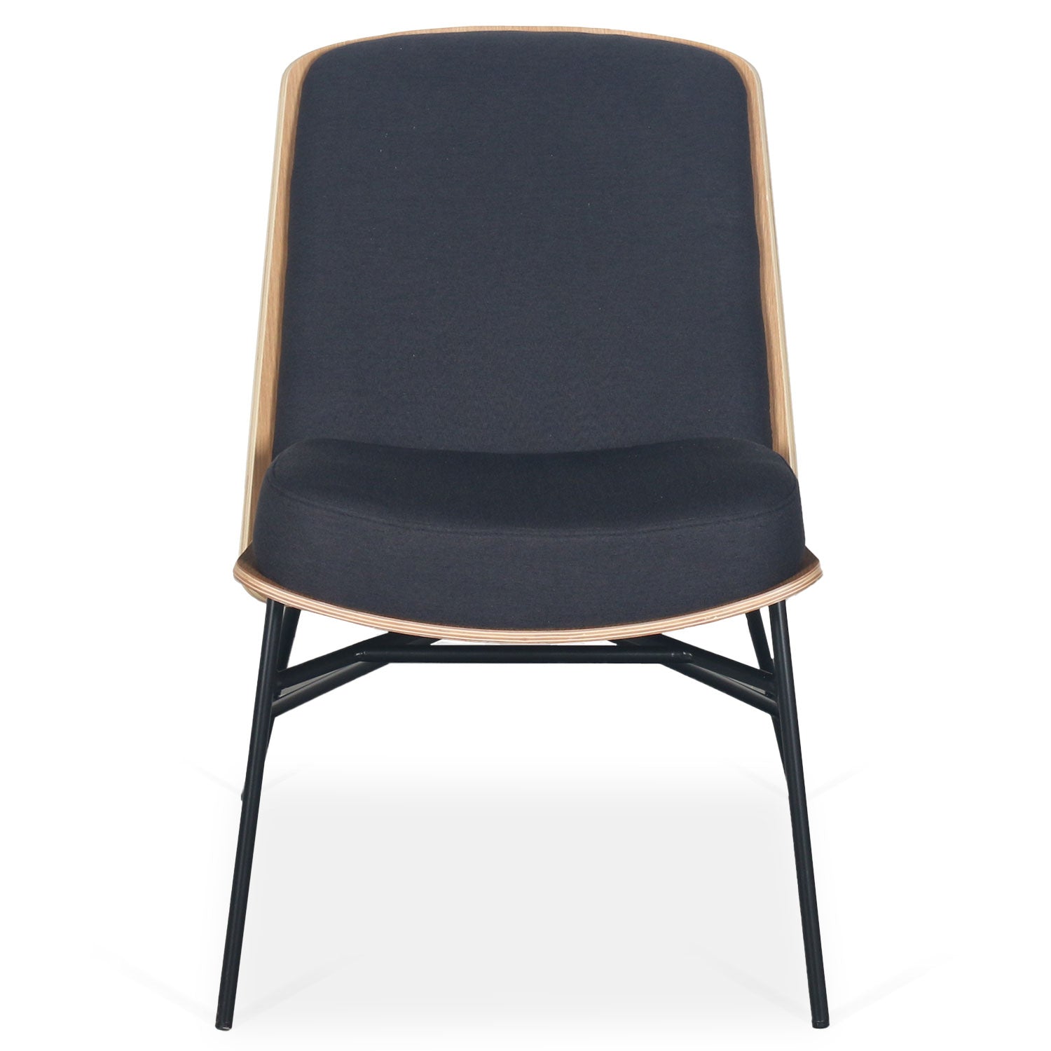 Fauteuil moderne Gauguin Bois clair et Tissu noir