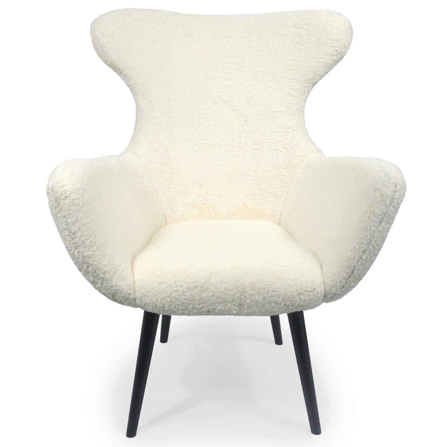 Fauteuil Geo Tissu Crème Pieds Noir