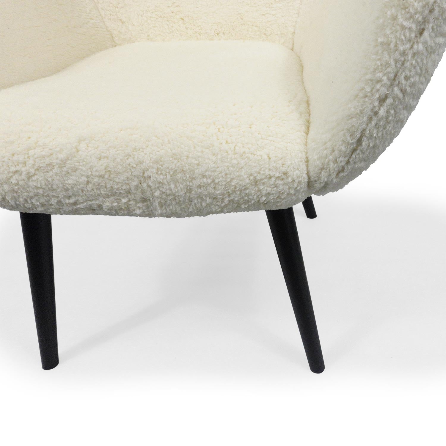 Fauteuil Geo Tissu Crème Pieds Noir