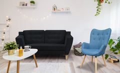 Fauteuil scandinave Melody Tissu Bleu