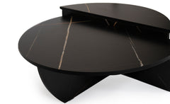 Set de 2 tables basses design Glowik Effet marbre noir