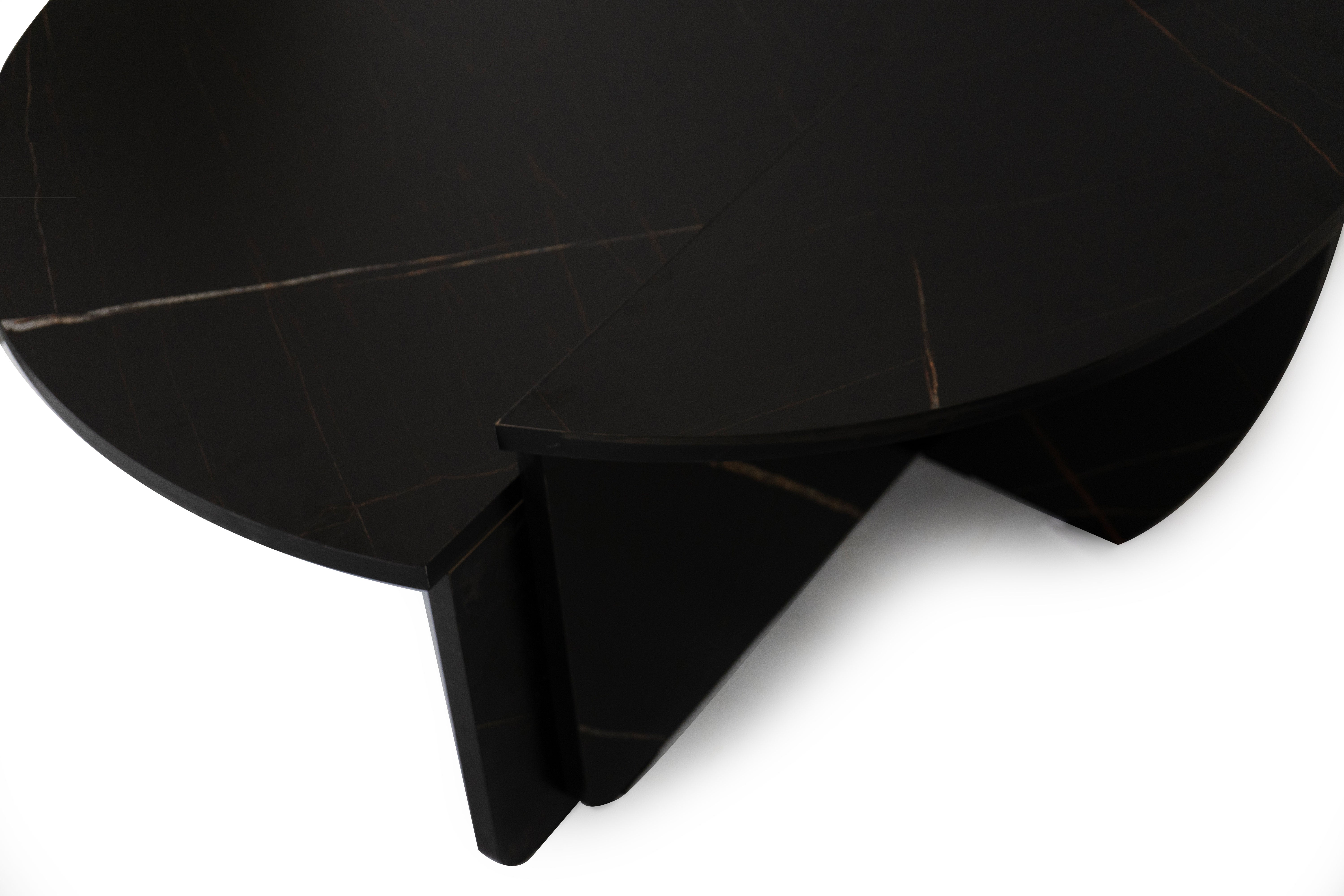Set de 2 tables basses design Glowik Effet marbre noir